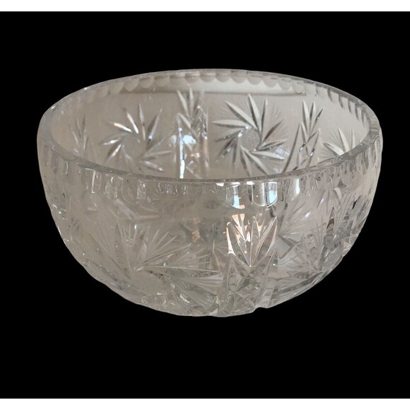 Vintage Brilliant Cut Crystal Centerpiece Serving Bowl Pinwheel Starburst Swirl - Picture 2 of 12